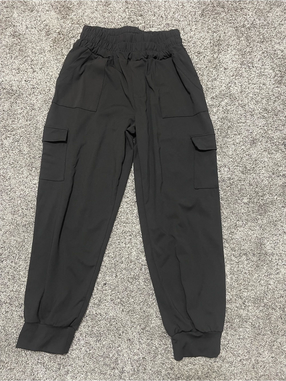 Black Elastic Waist Cargo Joggers